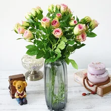 4 Heads Artificial Rose Flowers with Long Stem