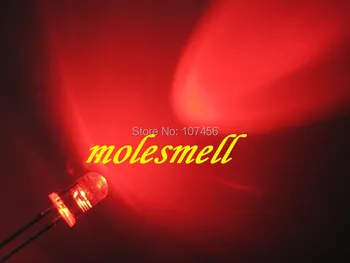 

50pcs Red light 5mm LED lamps Free Resistors free shipping 5mm light-emitting diode 5mm water clear round red led