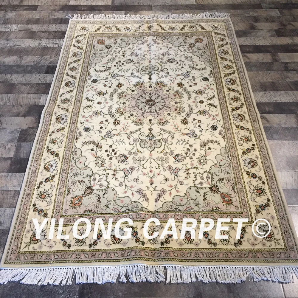 Yilong 4'x6' Традиционный китайский половик Изысканный тонкий мягкий Восточный Handknotted Шерстяной ковер из шелка(wy2072s4x6