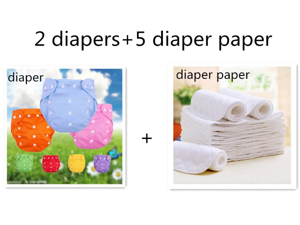 Promotion! 2 diapers+5diaper paper, Baby Diapers/Children Reusable