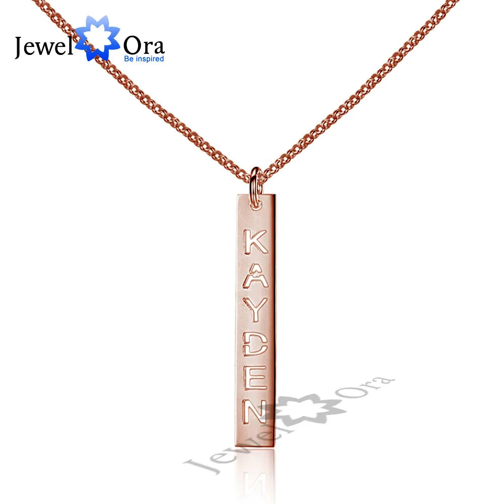 

925 Sterling Silver Hollow Name Engrave Necklace Rose Gold Color Personalized Necklace Jewelry Gift (JewelOra NE101544)