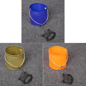 

New Outdoor EVA Bucket Cylinder Folding Portable Storage Container Accessories With Handle Paracord Rope For Fishing