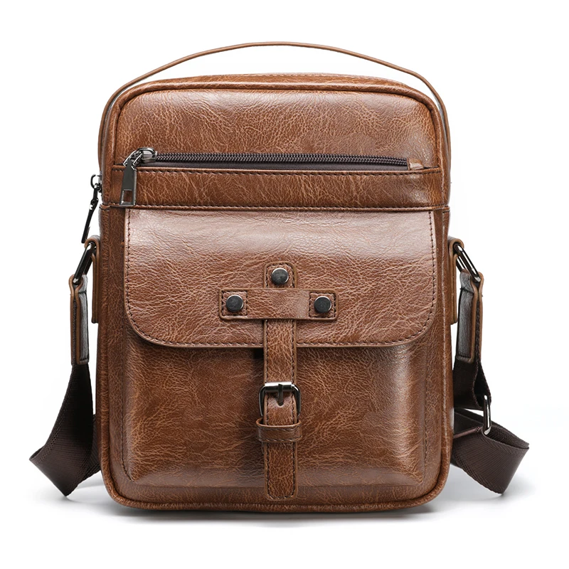 

Promotion Famous Brand Vintage Fashion Man Leather Messenger Bag Male CrossBody Shoulder Business Bags For Men
