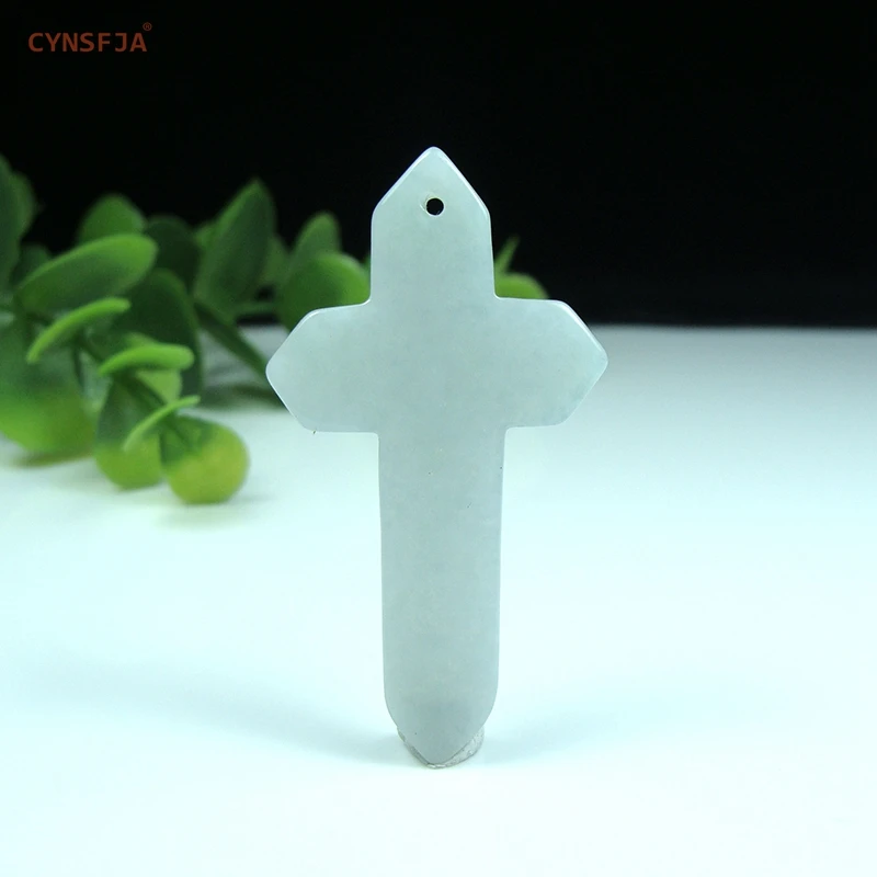 

Certified Natural A Grade Burmese Jadeite Emerald Lucky Cross Jade Pendant Light Green Hand-carved High Quality Wonderful Gifts