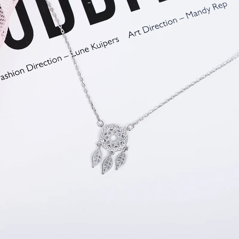 

Modern Round Hollow Leaves 925 Sterling Silver Necklace