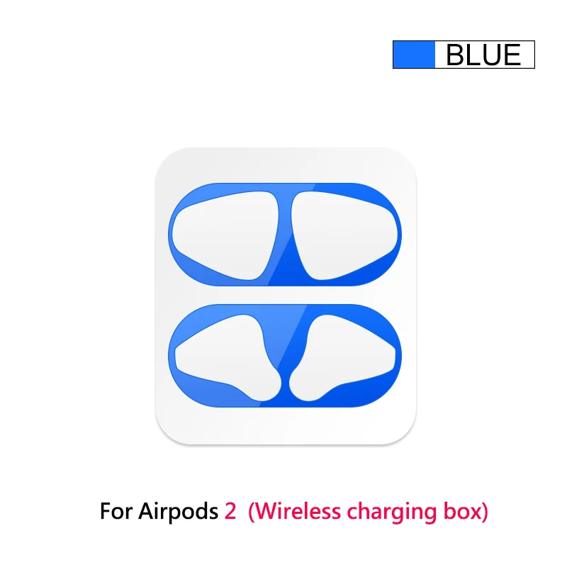 Защита от пыли тонкая металлическая наклейка для Apple AirPods 2 Чехол аксессуары Пылезащитная железная пудра стружка для AirPods 2 Защитная крышка - Цвет: Blue Sticker