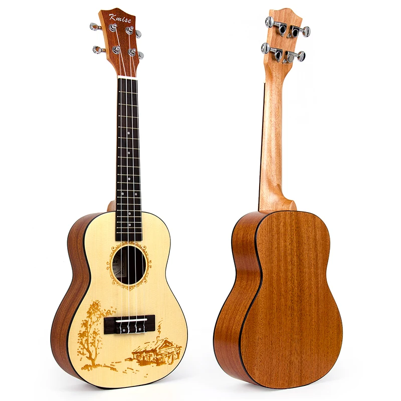 Kmise Solid Spruce Ukulele Concert Ukelele 23 Inch Uke Hawaii Guitar