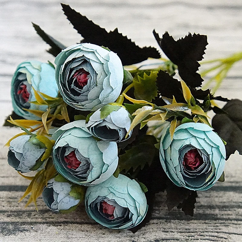 9 головок мини шелковые искусственные цветы Пион Флорес Флер искусственные еллы Камелия для дома Рождественское украшение искусственный букет цветов