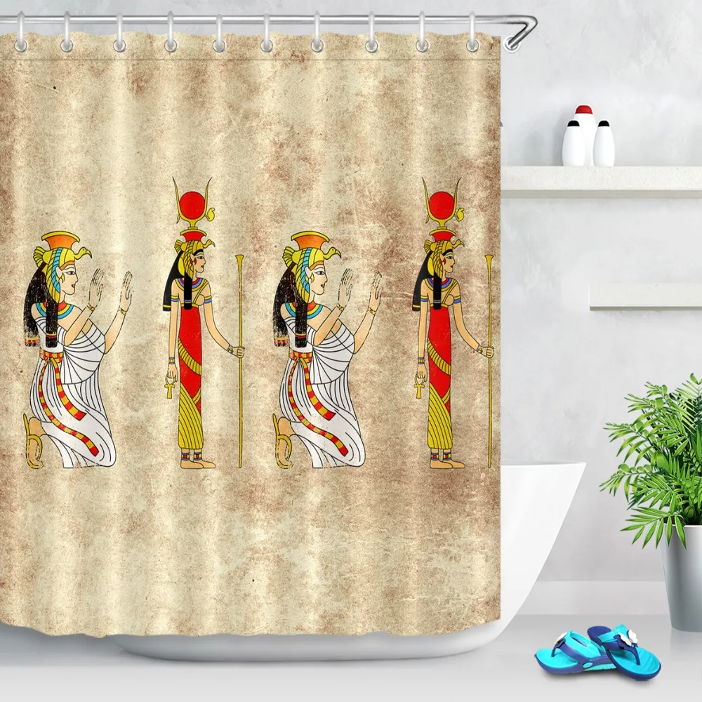 72*79'' Retro Egyptian Pharaoh Shower Curtain Customized Bathroom Extra