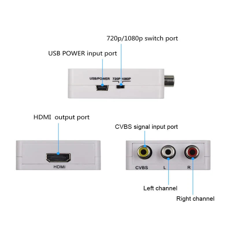  RCA AV a HDMI Audio Converter Adattatore Full HD Femmina a Femmina Mini Composite CVBS a HDMI AV2HD