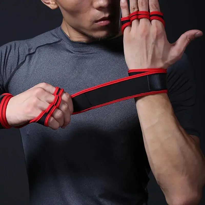 1 пара спортивные фитнес вес тренировки с поднятием тяжестей анти-пропуск перчатки защита для ладоней намотки Bracer