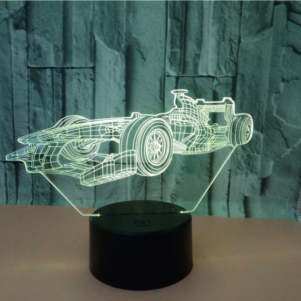

Cool Super Car Acrylic 3D Lamp 7 Color Change Small Night Light Baby Color lights LED USB Desk lamp Atmosphere Night Decor lamp
