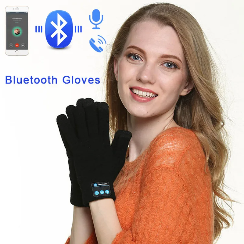 Трикотажные беспроводные bluetooth перчатки Для женщин Для мужчин зимние вязаные теплые варежки Сенсорный экран перчатки свободные руки вызов говорить для смартфона