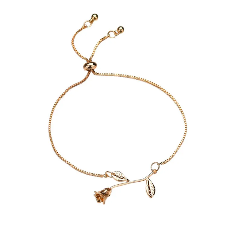 Fashion bracelets for women 2018 Crystal Rhinestone Rose Flower Plated Bangles Bracelet Jewelry Adjustable Accessories J20#N  (2)