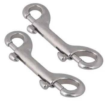 

Stainless Steel 1# Double End Bolts Snaps Hooks Marine Grade Snaps Diving Clips Key Ring 2PCS metal hooks clip