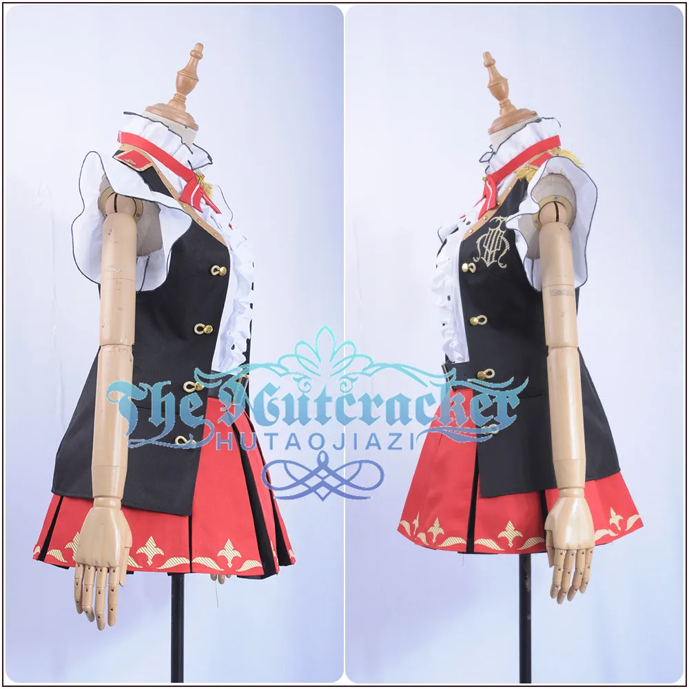 x_01 Game LoveLive!Sunshine!! Aqours Bremen Band Sakurauchi Riko Cosplay Costume Custom Red Pleated Skirt Dress Hairpin Socks Vest (2)