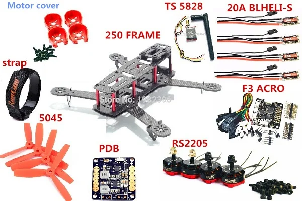 250 мини набор карбоновых прорезиненных рамок для квадрокоптера рамка NAZE32/F3 Контроллер полета Acro MT2204 2300KV/RS2205+ 12A ESC/20A программа blheli-s 5030/5045 опора - Цвет: Фиолетовый
