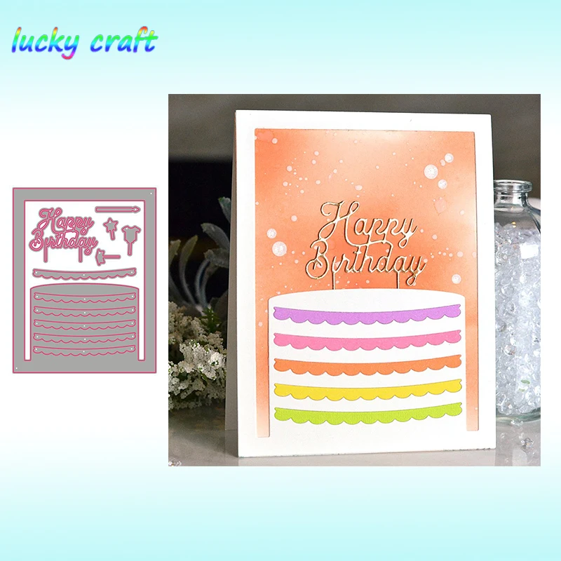 

Luck YCraft Birthday Cake frame Metal Cutting Dies for DIY Scrapbooking Embossing Paper Cards Making Crafts Dies Cut 2019