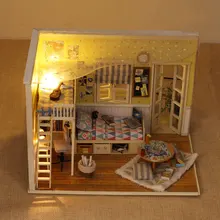 Я и мой маленький друг ручной работы ремесла модель Кукольный дом Рождество миниатюрный кукольный домик светодиодный деревянный дом, игрушки для детей подарок