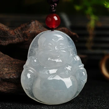 

Genuine water Runbing white Jadeite Jade Buddha Pendant female ice waxy a smiling Buddha Pendant Pendant with Maitreya Buddha ca