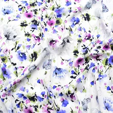 Новая утолщенная рами шифоновая ткань весна и лето набивная ткань белый фон растения грязные цветы не показывают