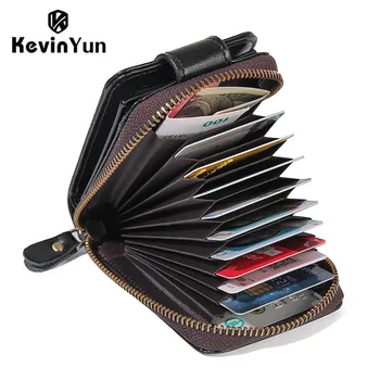 

KEVIN YUN fashion vintage genuine leather men card holder large capacity ID credit card case wallet
