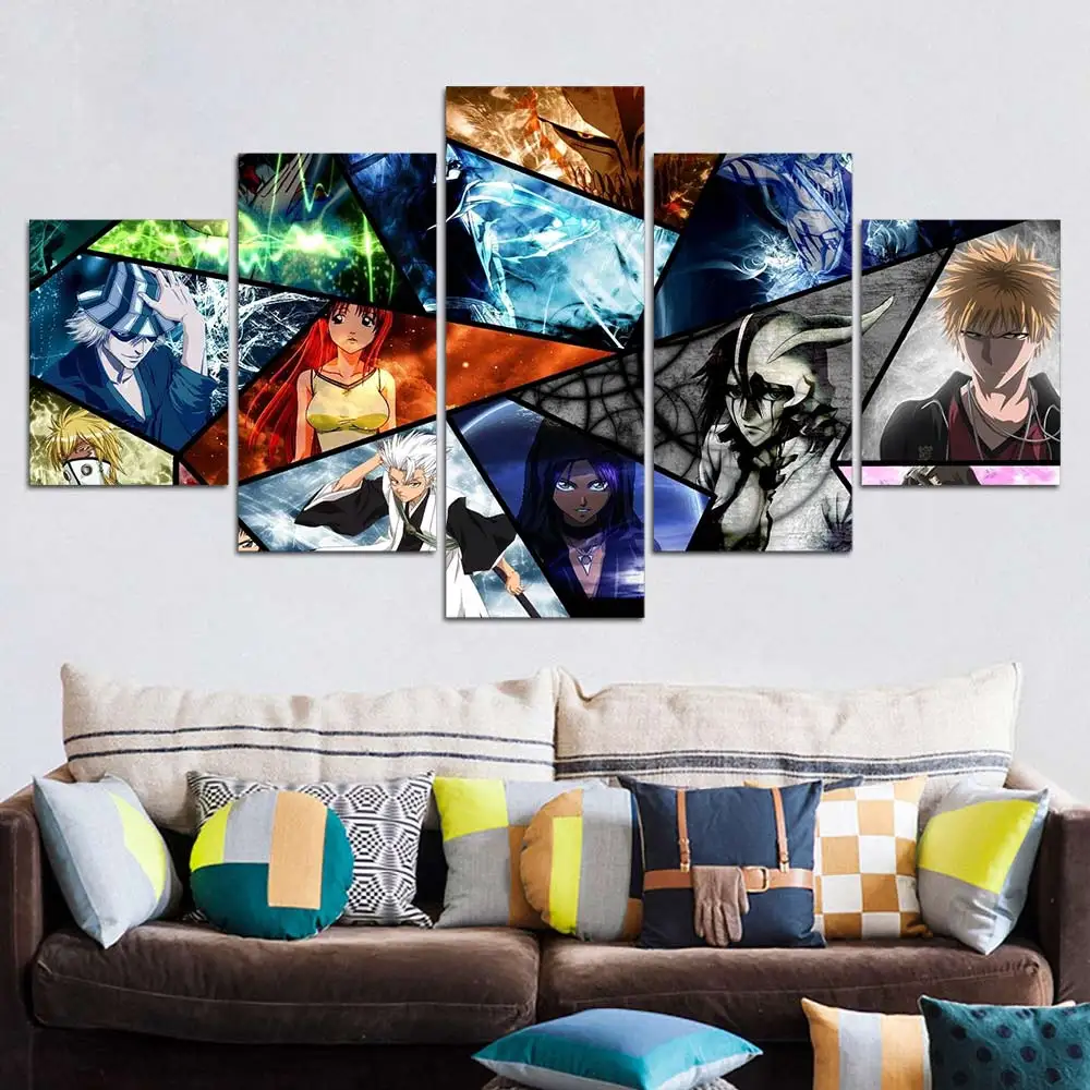 5-panels-on-canvas-japanese-anime-Bleach-poster-poster-comic-Print-framed-Janpanese-cartoon-poster