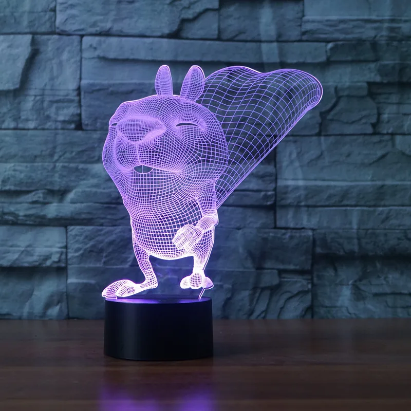 

3D 7 Color LED Squirrel Lampe Lighting Touch Switch Luminaria Desk Lava Lamp for Child Acrylic bedroom Decor Gift