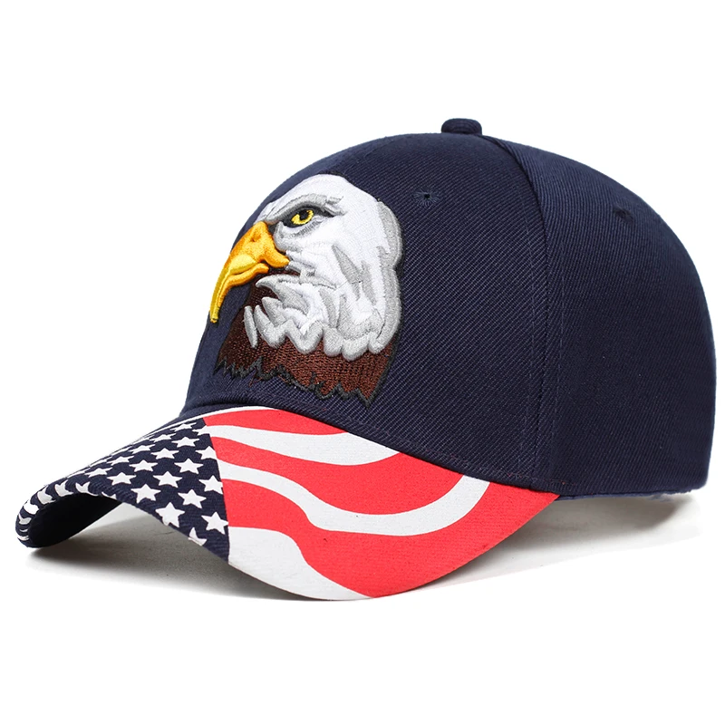 Новинка, бейсбольная кепка с вышитым орлом, хип-хоп бейсболка, кепка для улицы, регулируемая хлопковая солнцезащитная Кепка, американская уличная мода, шапки