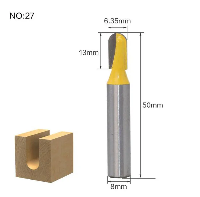 1 шт. 8 мм хвостовик дерево прямой маршрутизатор Концевая фреза триммер Чистка заподлицо отделка угловая круглая бухта коробка биты фрезы Инструменты - Длина режущей кромки: NO 27