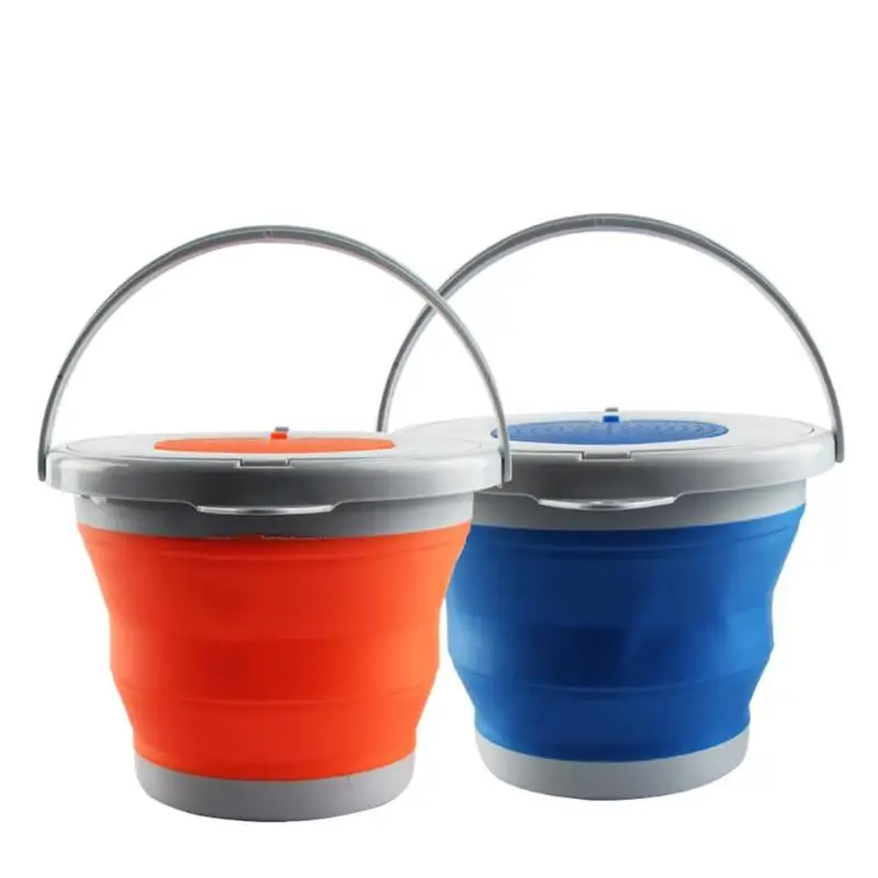 

5L 10L Folding Bucket with Cover Portable Bathroom Outdoor Fishing Bait Folding Round Car Bucket