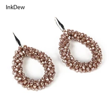 

INKDEW Trendy Colorful Water Drop Earrings for Women Beads Handmade Craft Threading Crystal Big Long Earrings Jewelry boho