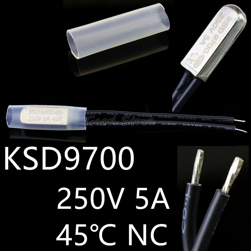 3 Thermostats KSD9700 Uxcell - 45°C, NO, AC 250V 5A, Pour Contrôle Température