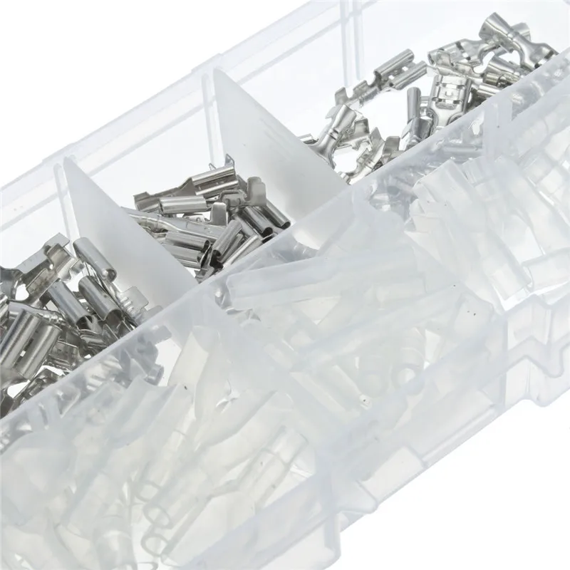 

120Pcs 2.8mm 4.8mm 6.3mm Crimp Insulating Terminals Silver Transparent Female Spade Connectors Sleeve Kit