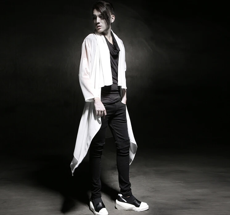 2016 Spring Summer Extra long Hip hop Front open shirt men