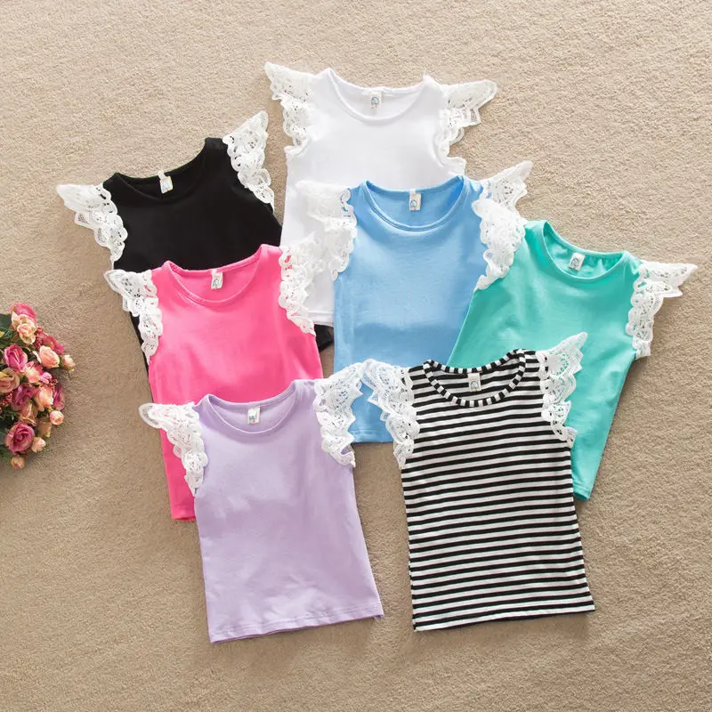 

Cute Newborn Infant Baby Cute Girls Lace Sleeve Shirt Blouse Cotton Tops