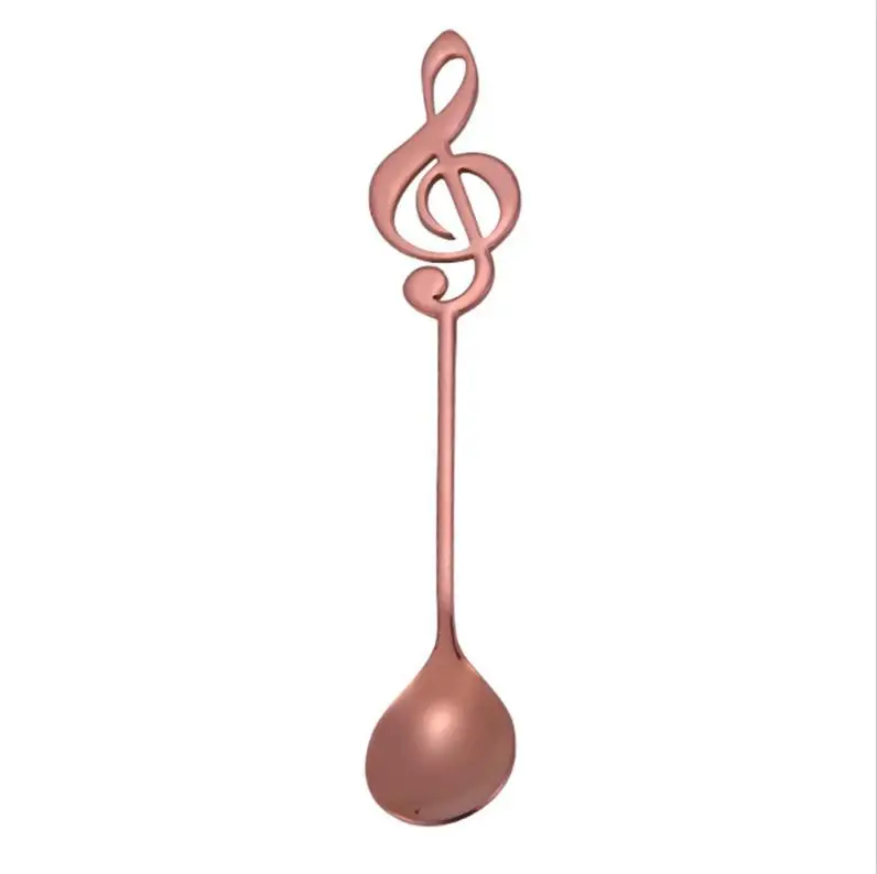 

5 Colors Coffee Spoon 304 Stainless Steel Innovative Cartoon Musical Note Gold-Plated Stirring Spoon Mug Dessert Spoon