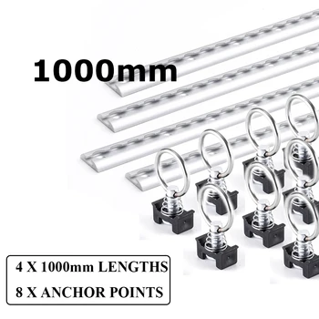

New 4 x ANCHOR TRACK TIE DOWN RAIL 8 x ANCHOR POINT System Aluminium Tracking Bike motorcycle 1000mm Round