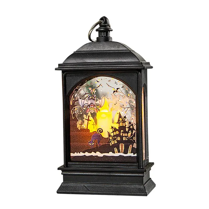 Винтажный светильник в виде тыквенного замка на Хэллоуин, подвесные украшения для вечеринки светодиодный фонарь, вечерние принадлежности, подвесной фонарь с блестками - Цвет: B