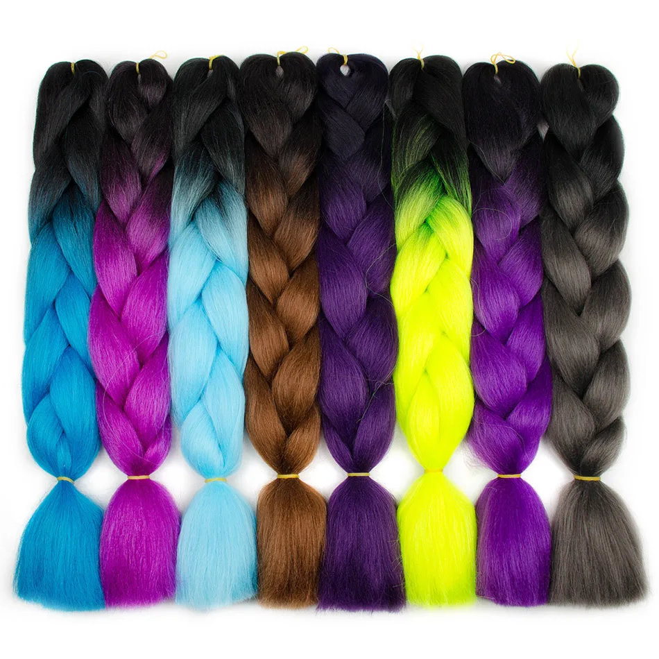 Моноволокно плетение волос два тона Ombre синтетические Jumbo косы вязаный крючком волос 100/пакет 24 дюймов
