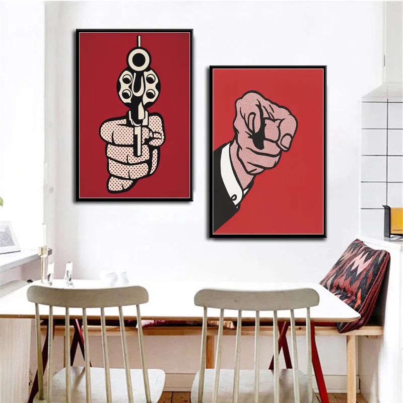 Украшение для дома HD печать скандинавский Рой Lichtenstein Finger Gun стиль настенная