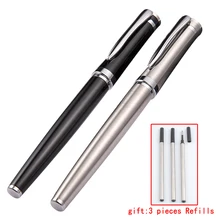 1 ручка+ 3 заправки) полностью металлическая шариковая ручка для делового письма черные чернила шариковые ручки canetas офисные школьные принадлежности 2003