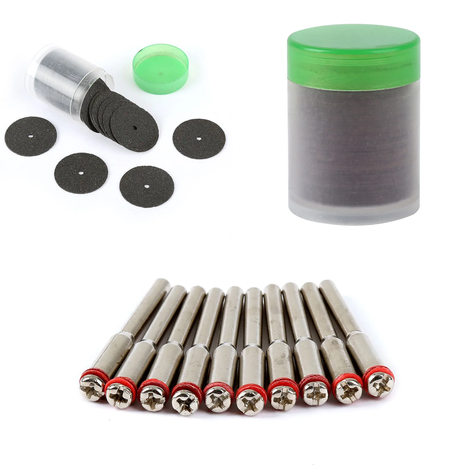 

72Pcs Dremel Accessories 24mm Cutting Discs Cut Off Grinding Wheels Disc for Rotary Tool for Cutting Metal+10Pcs 3.175mm Mandrel