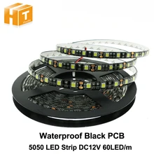 Черный полоса пропускания pcb 5050 DC12V Водонепроницаемый гибкий светодиодный свет ленты 60 светодиодный/M Белый/теплый белый/красный/зеленый/синий/RGB Светодиодные ленты света