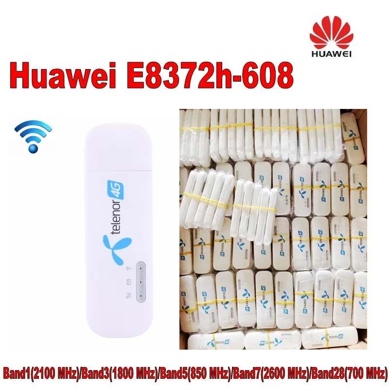 Лот 100 шт. разблокирована huawei E8372h-608 HiLink 4G LTE FDD Wi-Fi Dongle модем с 2 шт. 4G антенны