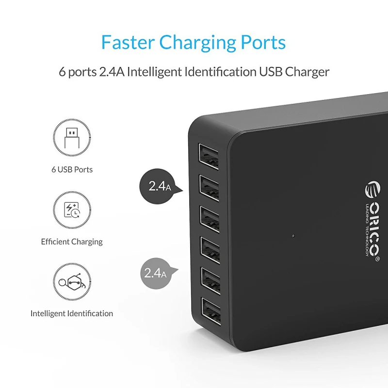 USB зарядное устройство ORICO универсальное настольное для iPhone 7 samsung galaxy S8 6