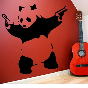 

Banksy Panda Waving Hand Guns Vinyl Wall Sticker Wall Decal Poster Vintage Wall Mural Art Banksy Decal Wall Stickers Home Decor