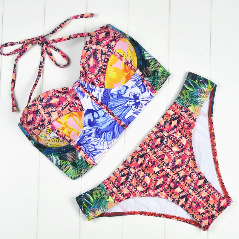 

Bikinis Swimwear Female Women 2019 Pineapple Bandeau Push up Sexy Bikini Set High Waist Swimsuits Beachwear Tankini