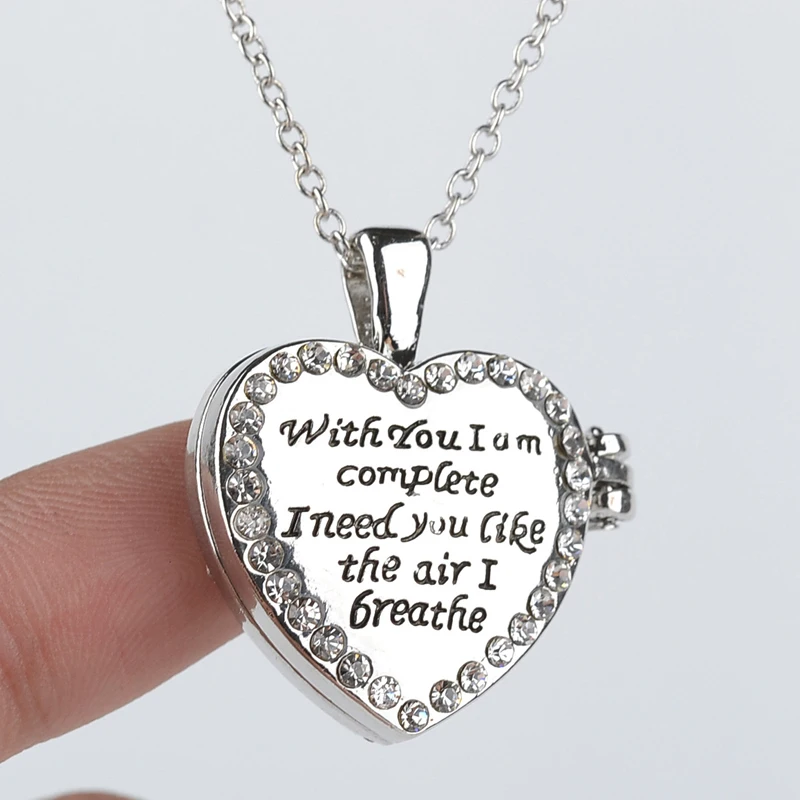 Fashion Open Heart Pendant Letter Pendant Necklace"With you I am