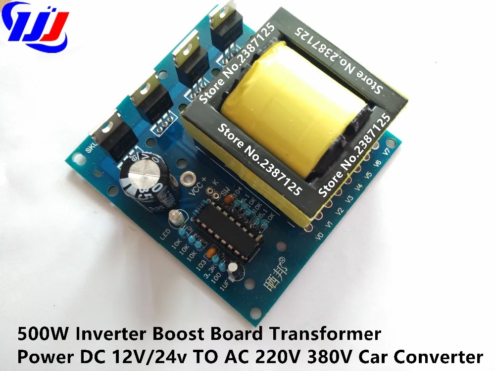 

500W Inverter Boost Board Transformer Power DC 12V/24v TO AC 220V 380V Car Converter